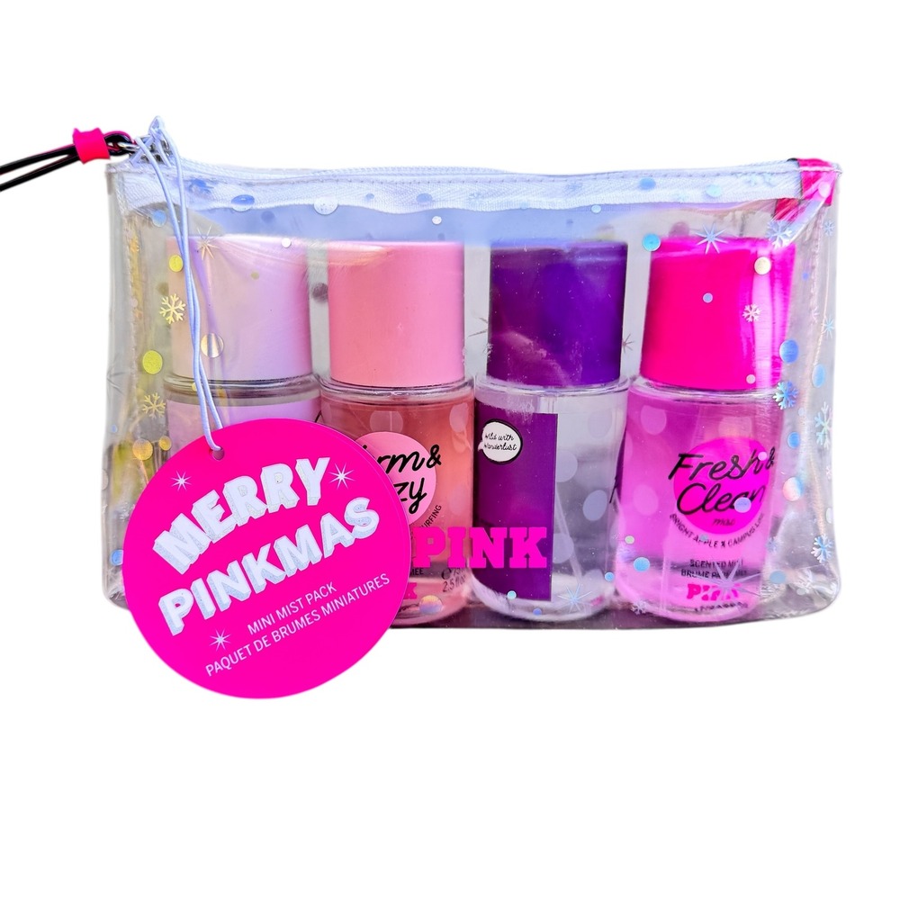 Victoria's Secret PINK Merry Pinkmas Mini Mist 4-Pack Gift Set New Travel Size